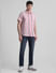 Pink Striped Short Sleeves Shirt_413211+6