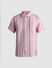 Pink Striped Short Sleeves Shirt_413211+7