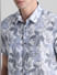 Grey Floral Short Sleeves Shirt_413213+5