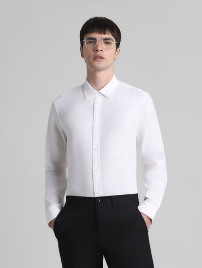 White Dobby Cotton Full Sleeves Shirt