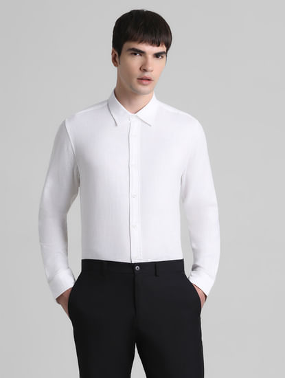 White Dobby Cotton Full Sleeves Shirt