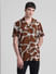 Brown Printed Short Sleeves Shirt_413221+2