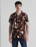 Brown Printed Short Sleeves Shirt_413225+2