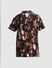 Brown Printed Short Sleeves Shirt_413225+7