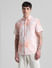 Peach Linen Blend Printed Shirt_413231+2