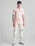 Peach Linen Blend Printed Shirt_413231+6