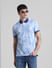 Light Blue Printed Polo T-shirt_413266+1