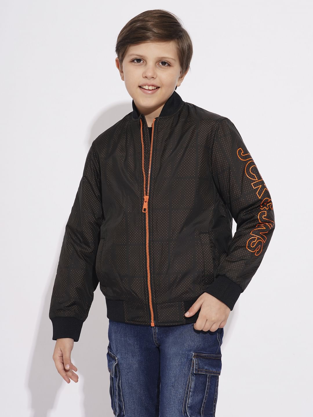 Boys black bomber jacket best sale