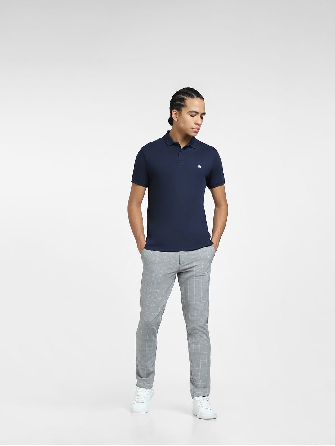 Blue polo gray pants best sale