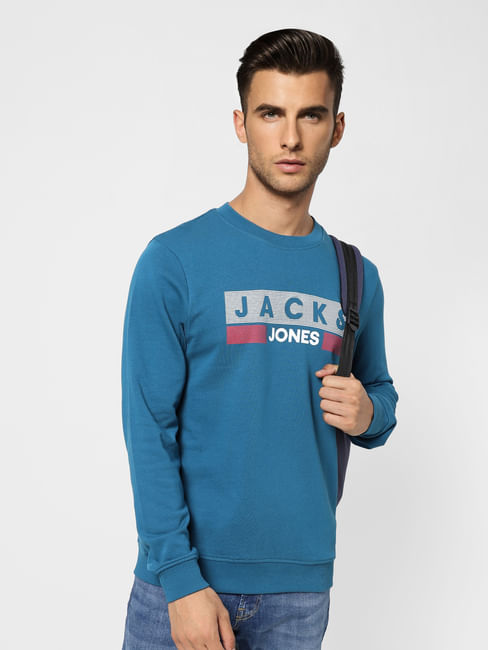 Blue Logo Print Sweatshirt