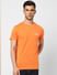 Orange Logo Print Crew Neck T-shirt_399079+2