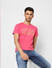 Pink Logo Print Crew Neck T-shirt_399081+1