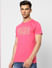 Pink Logo Print Crew Neck T-shirt_399081+3