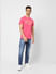 Pink Logo Print Crew Neck T-shirt_399081+6