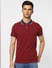 Red Contrast Tipping Polo T-shirt_399088+2