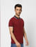 Red Contrast Tipping Polo T-shirt_399088+3