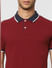 Red Contrast Tipping Polo T-shirt_399088+5