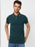 Dark Green Contrast Tipping Polo T-shirt_399089+2