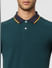 Dark Green Contrast Tipping Polo T-shirt_399089+5