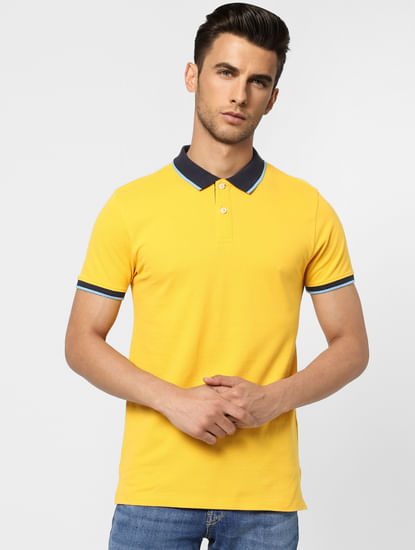 Yellow Contrast Tipping Polo T-shirt