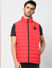 Red Quilted Puffer Vest Jacket_399060+2