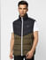 Olive Colourblocked Puffer Vest Jacket_399062+2