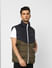 Olive Colourblocked Puffer Vest Jacket_399062+3
