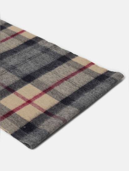 Beige Check Print Woven Scarf