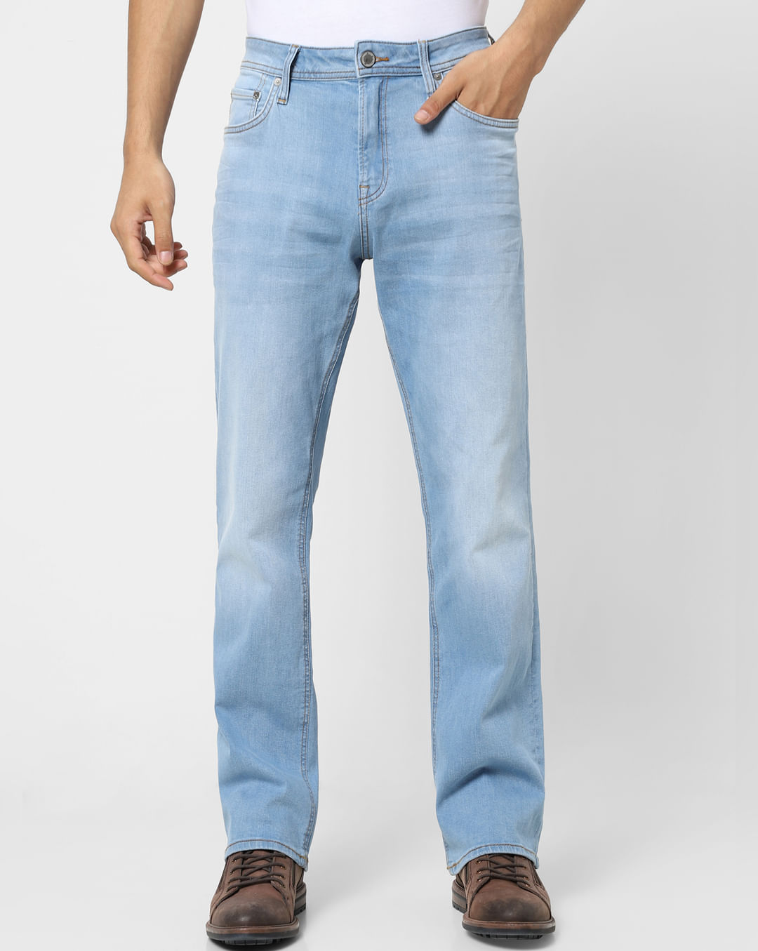 Buy Light Blue Low Rise Bootcut Jeans for Men