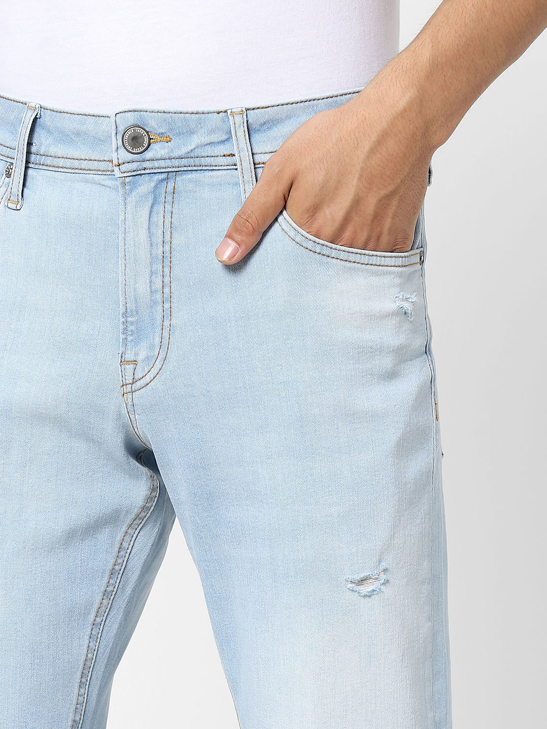 Distress Light Blue Baggy Fit Jeans – Offduty India