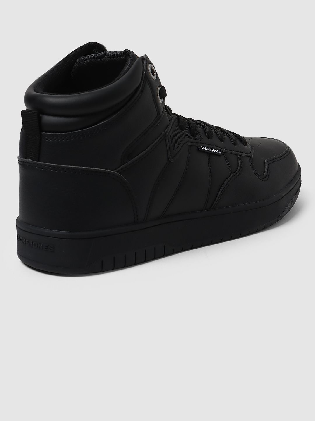 Black leather 2024 high top sneakers