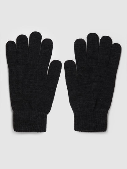 Dark Grey Knit Gloves