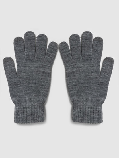Grey Knit Gloves