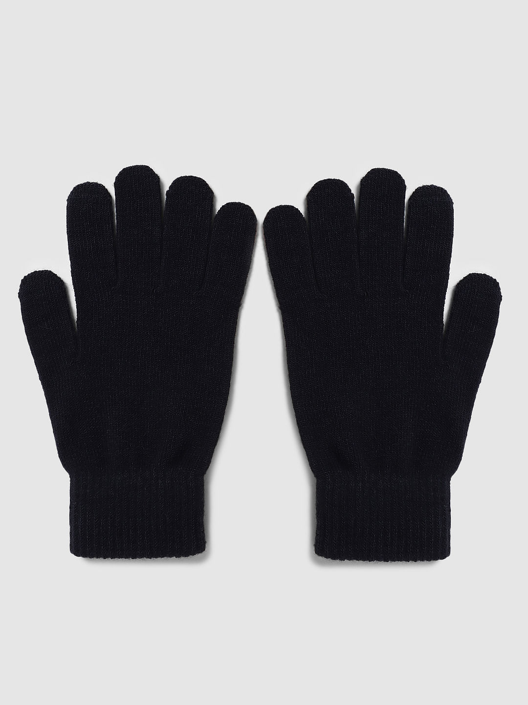 navy blue knit gloves