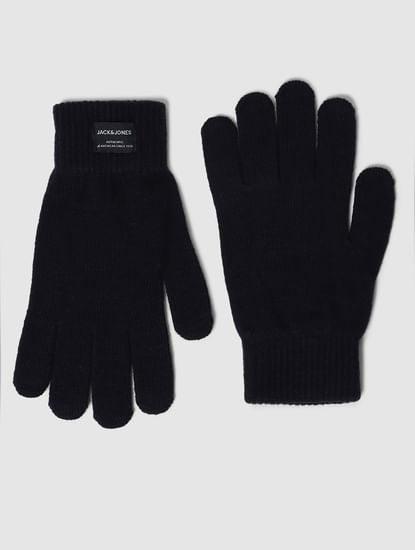 Navy Blue Knit Gloves