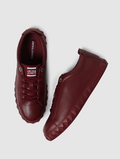 Maroon Leather Sneakers