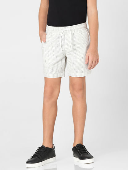 Boys White Striped Shorts