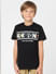 Boys Black Logo Print Crew Neck T-shirt_403583+2