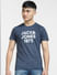 Blue Logo Print Crew Neck T-shirt_403609+2