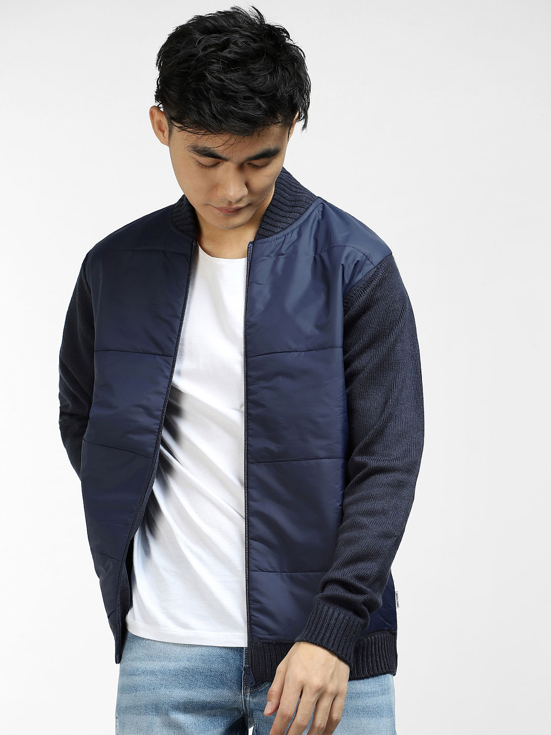 Navy blue outlet cotton casual jacket