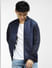Navy Blue Knit Casual Jacket_403613+2