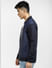 Navy Blue Knit Casual Jacket_403613+3