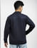 Navy Blue Knit Casual Jacket_403613+4
