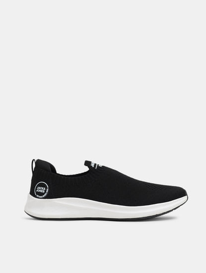 Black Knit Slip-On Sneakers