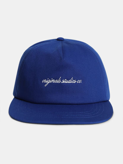 Blue Embroidered Text Cap