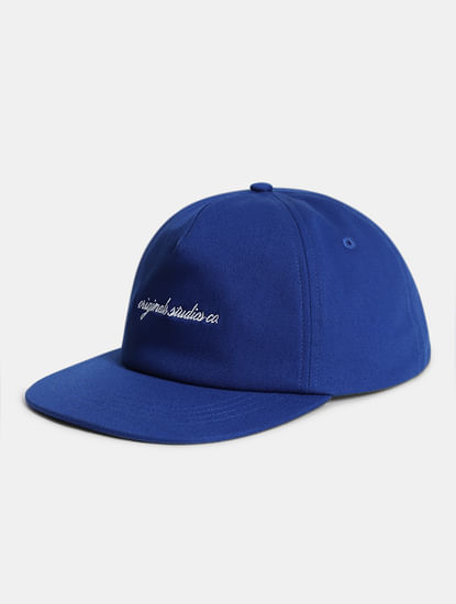Blue Embroidered Text Cap
