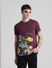 Maroon Floral Crew Neck T-shirt_414377+1