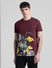 Maroon Floral Crew Neck T-shirt_414377+2