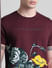 Maroon Floral Crew Neck T-shirt_414377+5