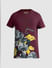 Maroon Floral Crew Neck T-shirt_414377+7